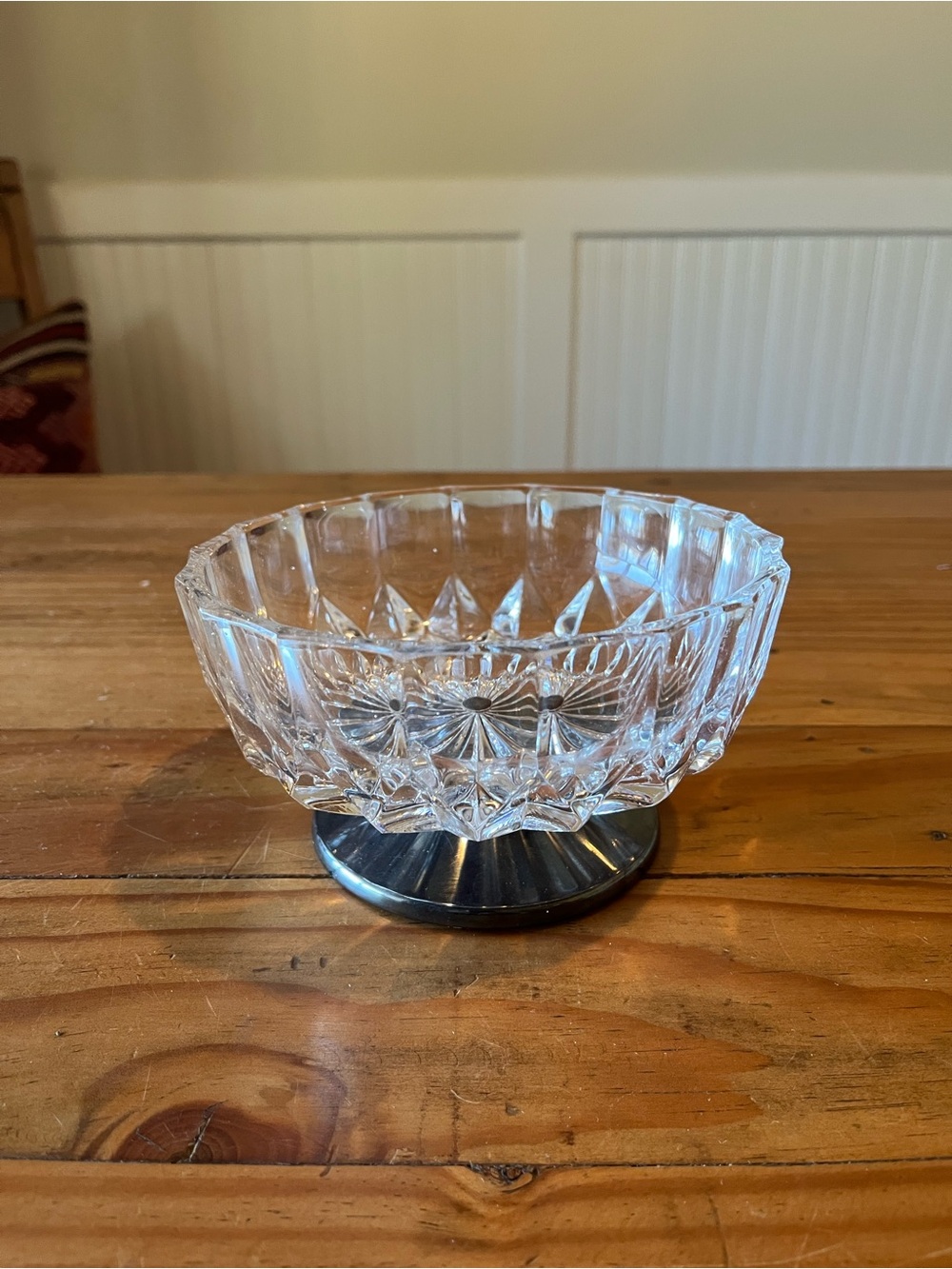 Vintage Wallace Silversmith Crystal and Sterling Silver Footed Bowl